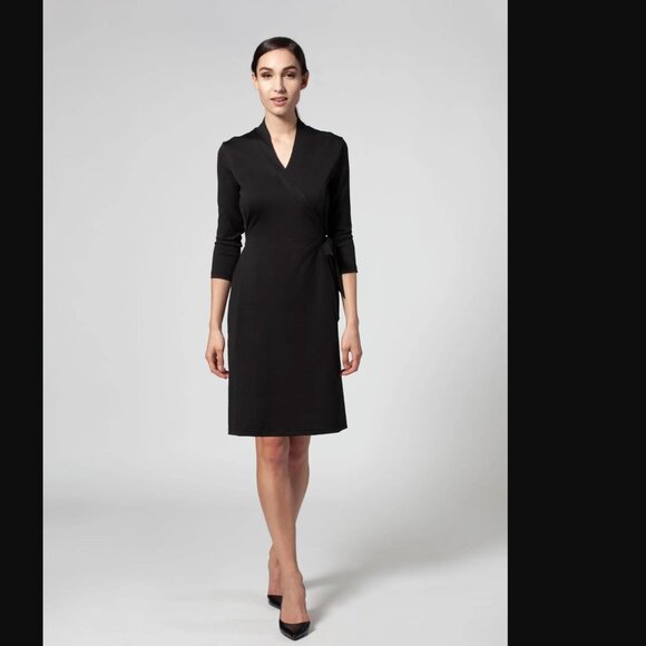 Noel Asmar L Uniforms Amari V-Neck Faux Wrap Dress - Picture 2 of 9